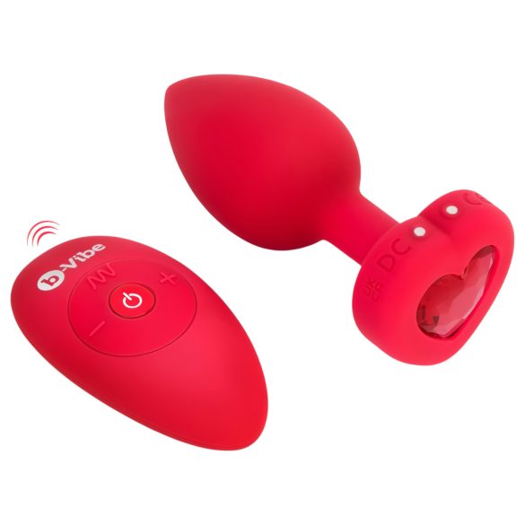 b-vibe hjerte - oppladbar, trådløs anal vibrator (rød)