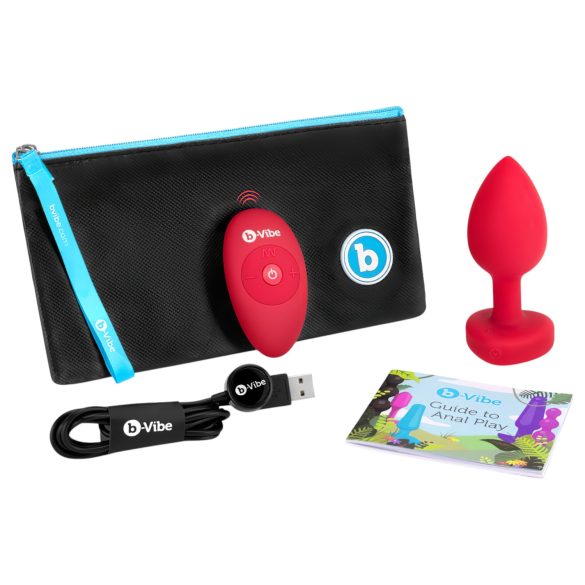 b-vibe hjerte - oppladbar, trådløs anal vibrator (rød)
