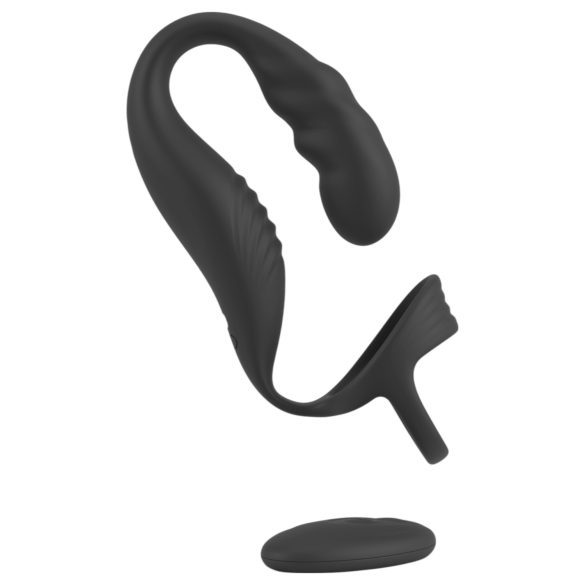 Rebel – Prostata-vibrator med penis- og testikkelring (svart)