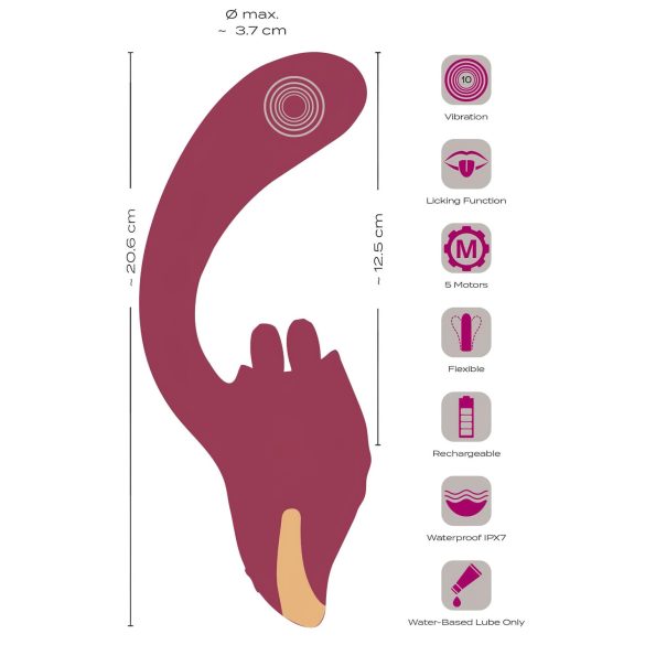 Javida - 2-i-1 tungeformet vibrator (rød)