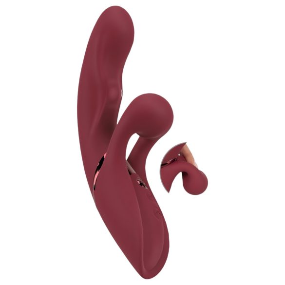 Javida 2-i-1 Rabbit - oppladbar klitorisvibrator (rød)