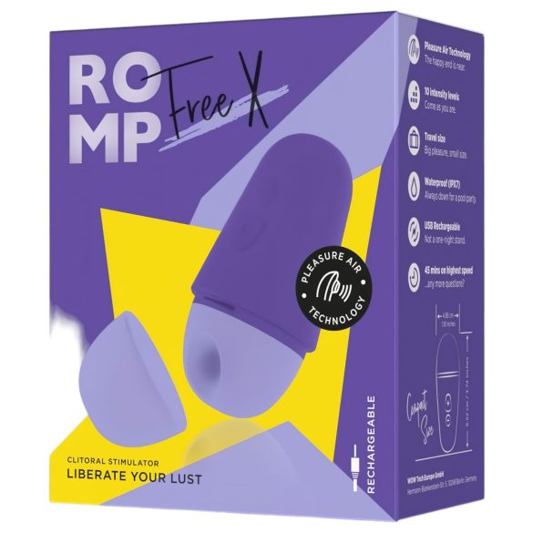 ROMP Free X - oppladbar luftimpuls klitorisstimulator (lilla)