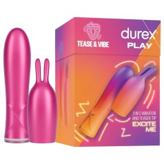 Durex Tease & Vibe - stavvibrator med kanin klitorisstimulator (rosa)   Durex Tease & Vibe - stavvibrator med kanin klitorisstimulator (rosa)