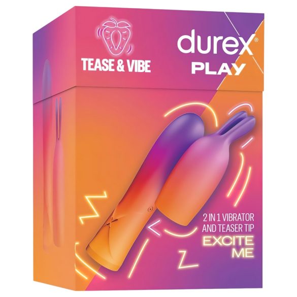 Durex Tease & Vibe - stavvibrator med kanin klitorisstimulator (rosa)