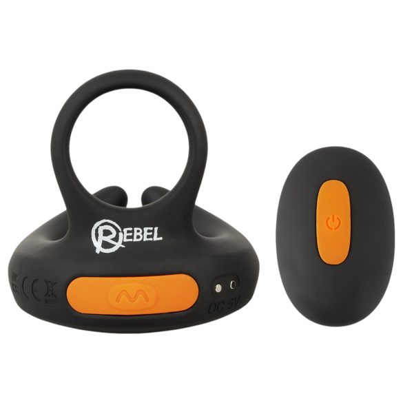 Rebel - vibrerende penisring og testikkelvibrator (svart)