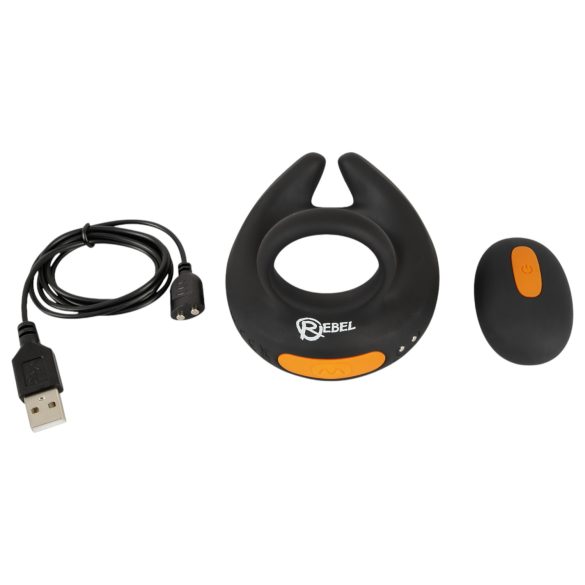 Rebel - vibrerende penisring og testikkelvibrator (svart)