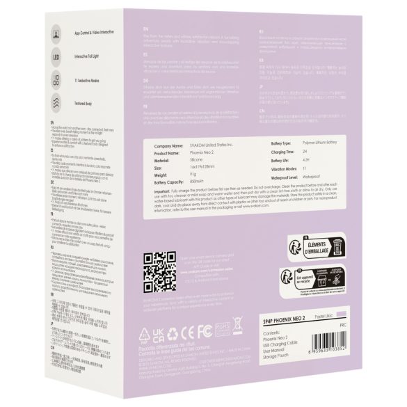 Svakom Phoenix Neo 2 - smart vibrerende egg (lilla)