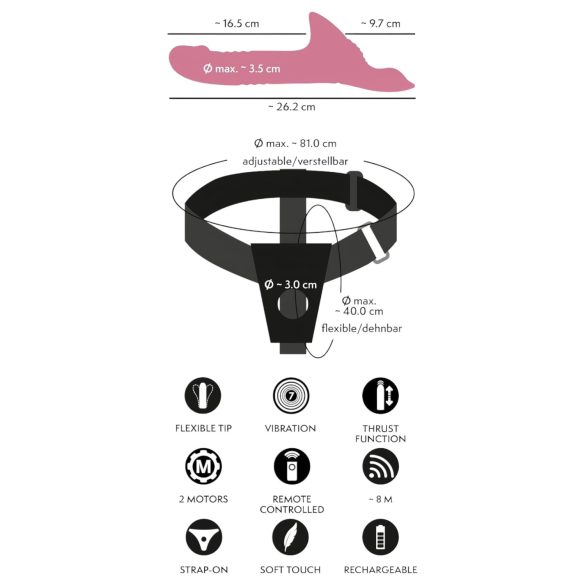 You2Toys - Rødt Strap-On Vibratorsett