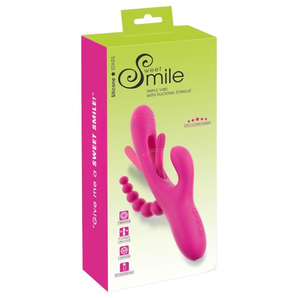 SMILE - trippel arm, tungevibrator (rosa)