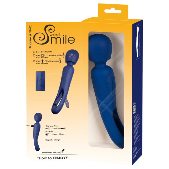 Smile - 2-i-1 tunge-massasjerende vibrator (blå)