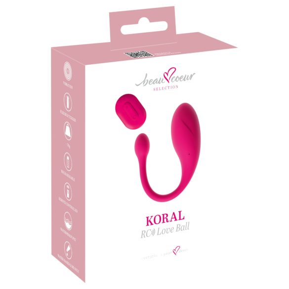 Beau Coeur Coral - vibrerende egg med fjernkontroll (rosa)