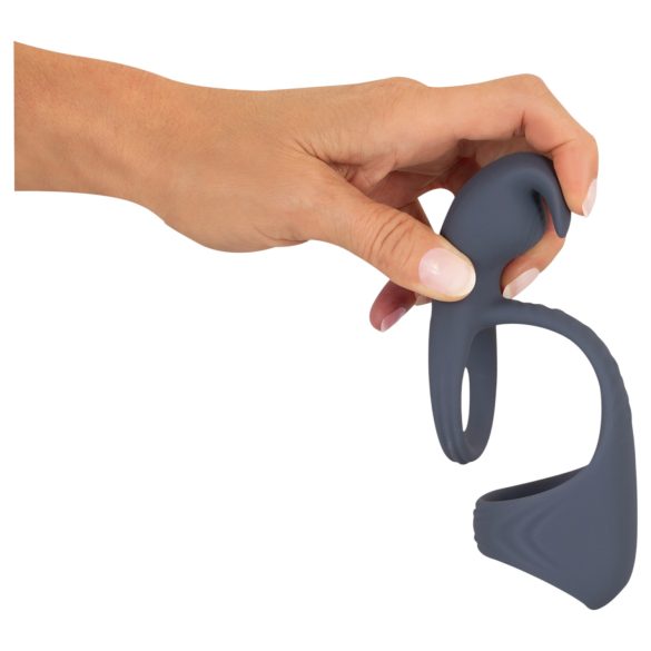 Beau Coeur Vylor - penis- og testikkelring med klitorisstimulator (grå)