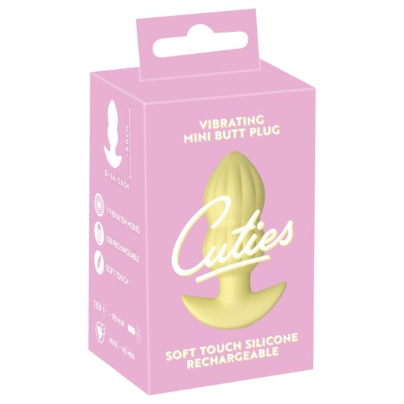 Cuties Mini - rillede vibrerende analplugg (gul)