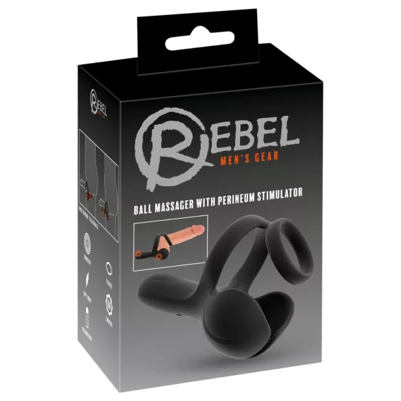 Rebel - vibrasjonsring for testikler og perineum (svart)