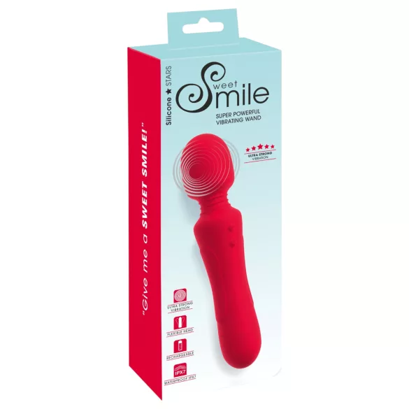 Sweet Smile - oppladbar, vanntett wand-vibrator (rød)