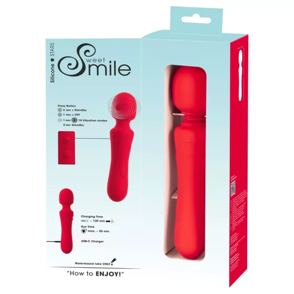 Sweet Smile - oppladbar, vanntett wand-vibrator (rød)