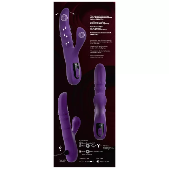 You2Toys - vibrator med bevegelig ring og nikkende klitorisarm (lilla)