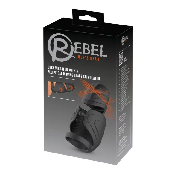 Rebel - penisvibrator for menn med bevegelig penishode-stimulator (svart)