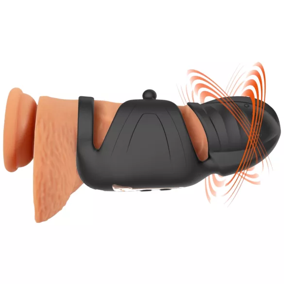 Rebel - penisvibrator for menn med bevegelig penishode-stimulator (svart)