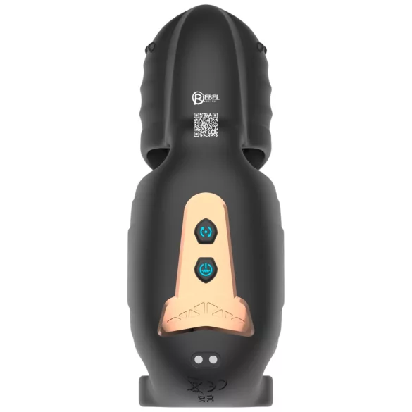 Rebel - penisvibrator for menn med bevegelig penishode-stimulator (svart)