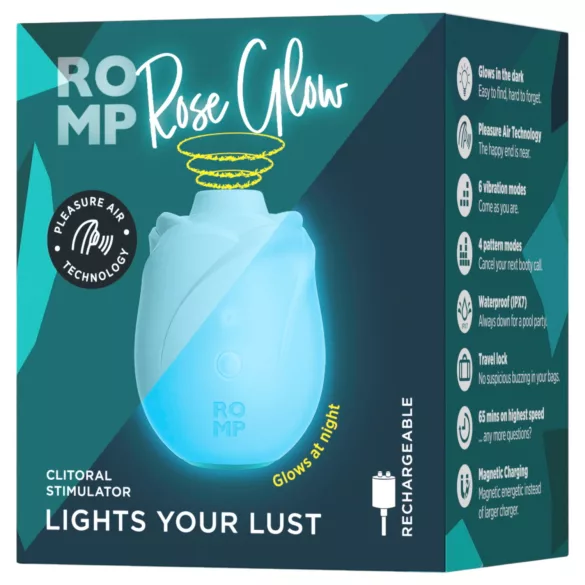 ROMP Rose Glow - lufttrykks-klitorisvibrator (blå)