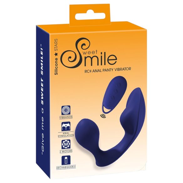 SMILE - fjernstyrt truse- og analvibrator (blå)