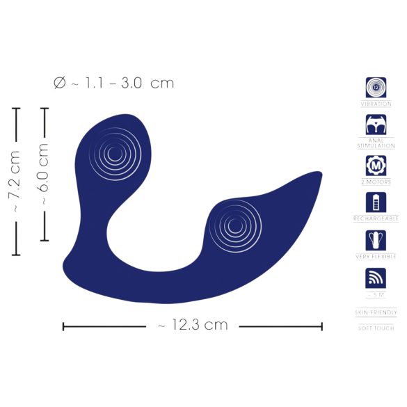 SMILE - fjernstyrt truse- og analvibrator (blå)