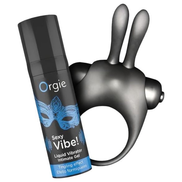 Orgie Bunny - vibrasjons penisring sett (svart)
