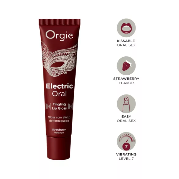 Orgie Electric Oral - prikking‑givende lipgloss - jordbær (10 ml)