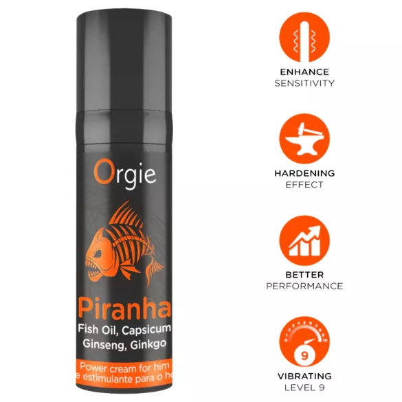 Orgie Piranha Power Cream - Stimulerende potensøkende krem for menn (15 ml)