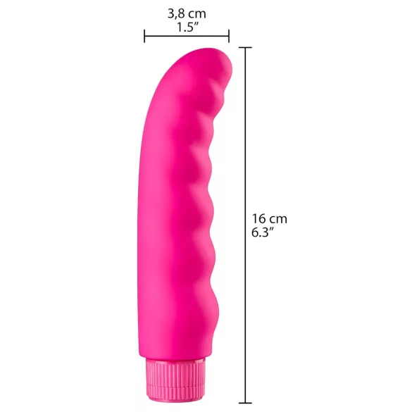 Baseks - bølget vibrator (rosa) - 16 cm
