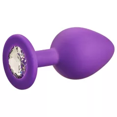 Baseks - silikons analplugg med krystall (lilla) - 8 cm