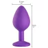 Baseks - silikon analplugg med krystall (lilla) - 8 cm