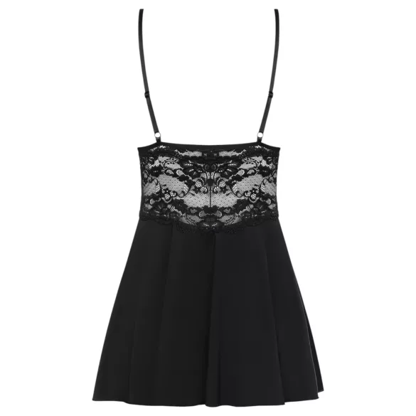Obsessive - blond babydoll og stringtruse (svart) - L/XL