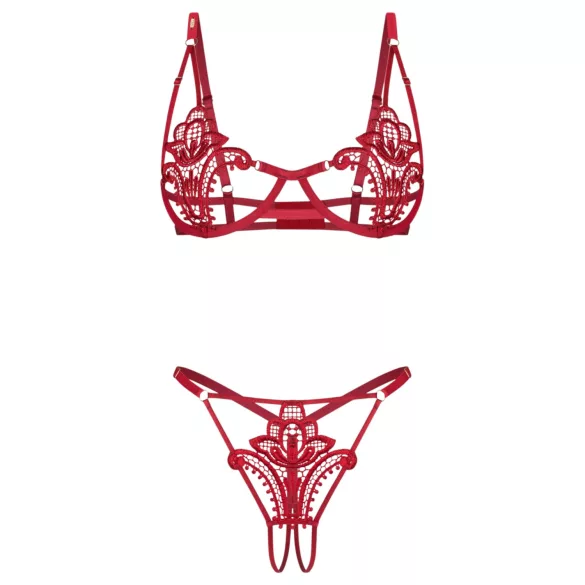 Obsessive Luise - to‑delt undertøysett med tulipaner (rød) - L/XL