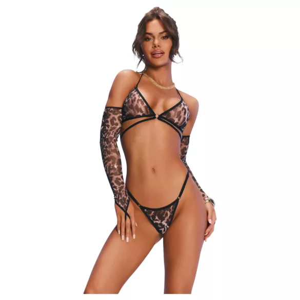 Obsessive Addia - leopardmønstret nettingsett - L/XL