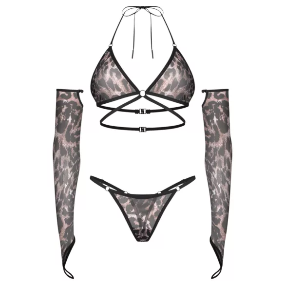 Obsessive Addia - leopardmønstret nettingsett - L/XL