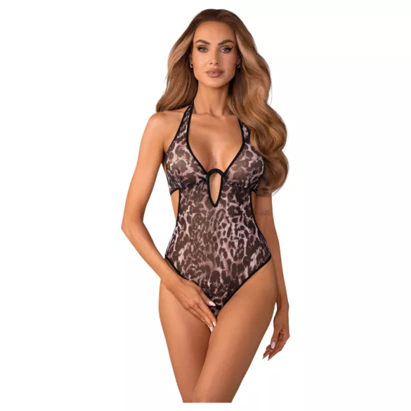 Obsessive Addia - leopardmønstret åpen body - L/XL