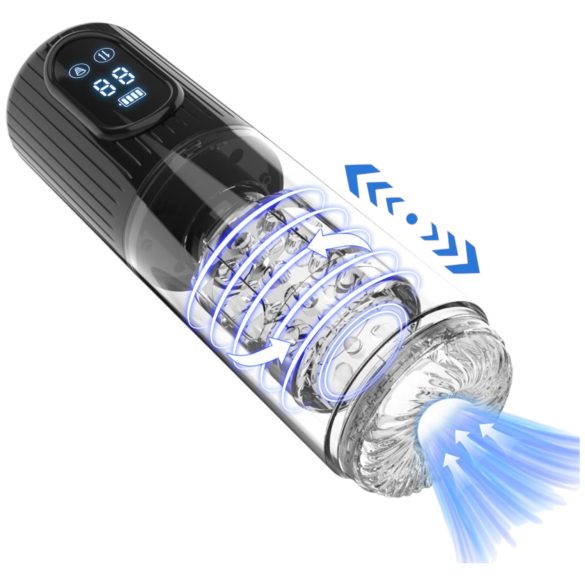 Men's Play - roterende, sugende, vibrerende masturbator (svart)