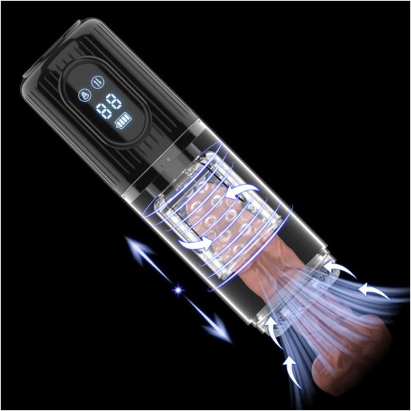 Men's Play - roterende, sugende, vibrerende masturbator (svart)