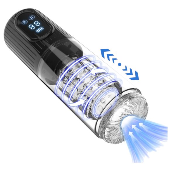 Men's Play - roterende, sugende, vibrerende masturbator (svart)