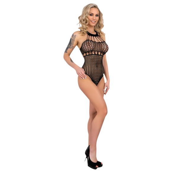 Livco Orvina - prikkete halterneck nettingbody - (svart) - S-L