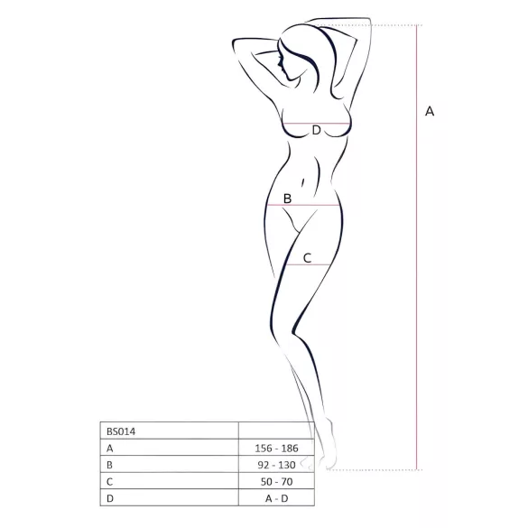 Passion BS014 - Åpen netting body med korsett (hvit) - S-L