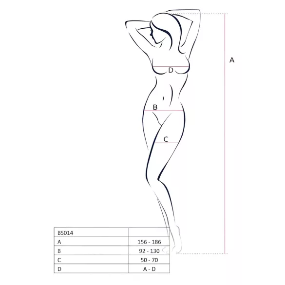 Passion BS014 - Åpen netting body med korsett (hvit) - S-L