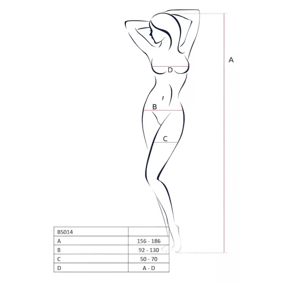 Passion BS014 - Åpen netting-overall med korsett (rød) - S-L