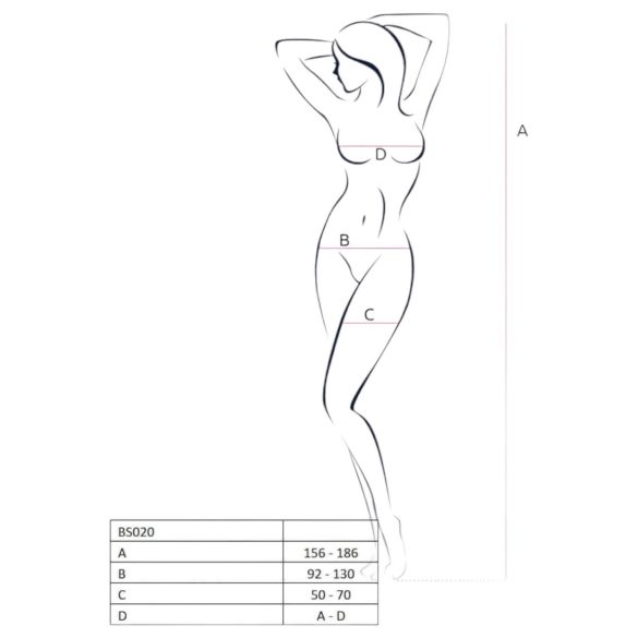 Passion BS020 - dekorativ åpen jumpsuit (svart) - S-L