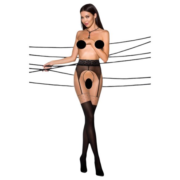 Passion Ti Open 003 – Strømpebukse med strømpeholdereffekt (svart)