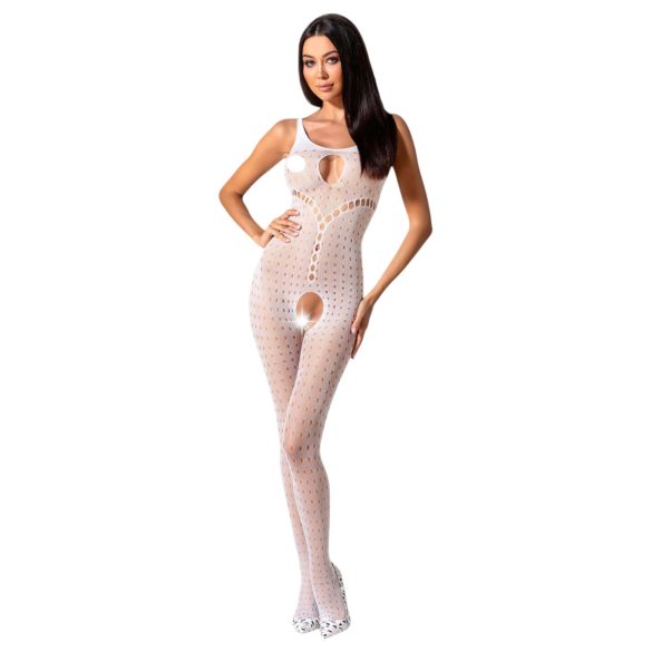 Passion BS078 - prikkete, åpen overall (hvit) S-L