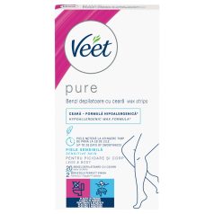   Veet Pure - voksstrips for ben og kropp - sensitiv hud (20 stk)