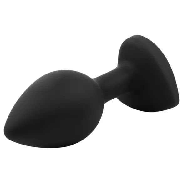 Sunfo - silikone anale plug med hjerteformet stein (svart-rosa)